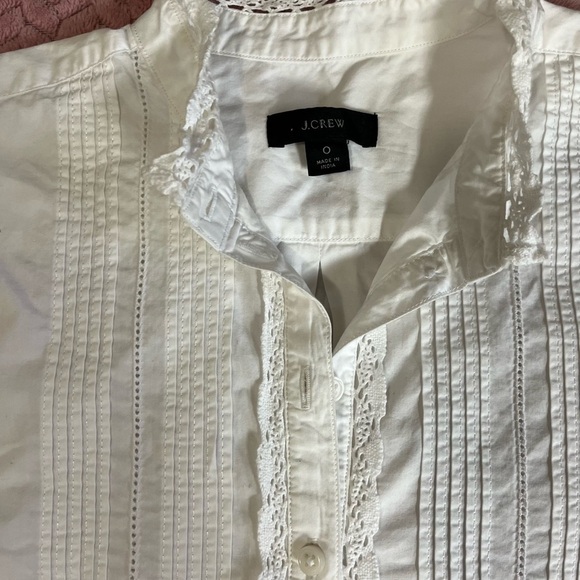 J. Crew White Lace Trim Blouse - Picture 5 of 6